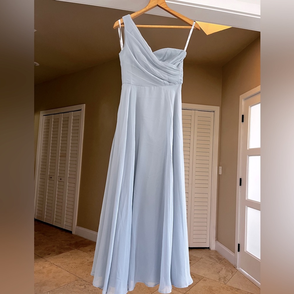 Sky blue bridal long dress